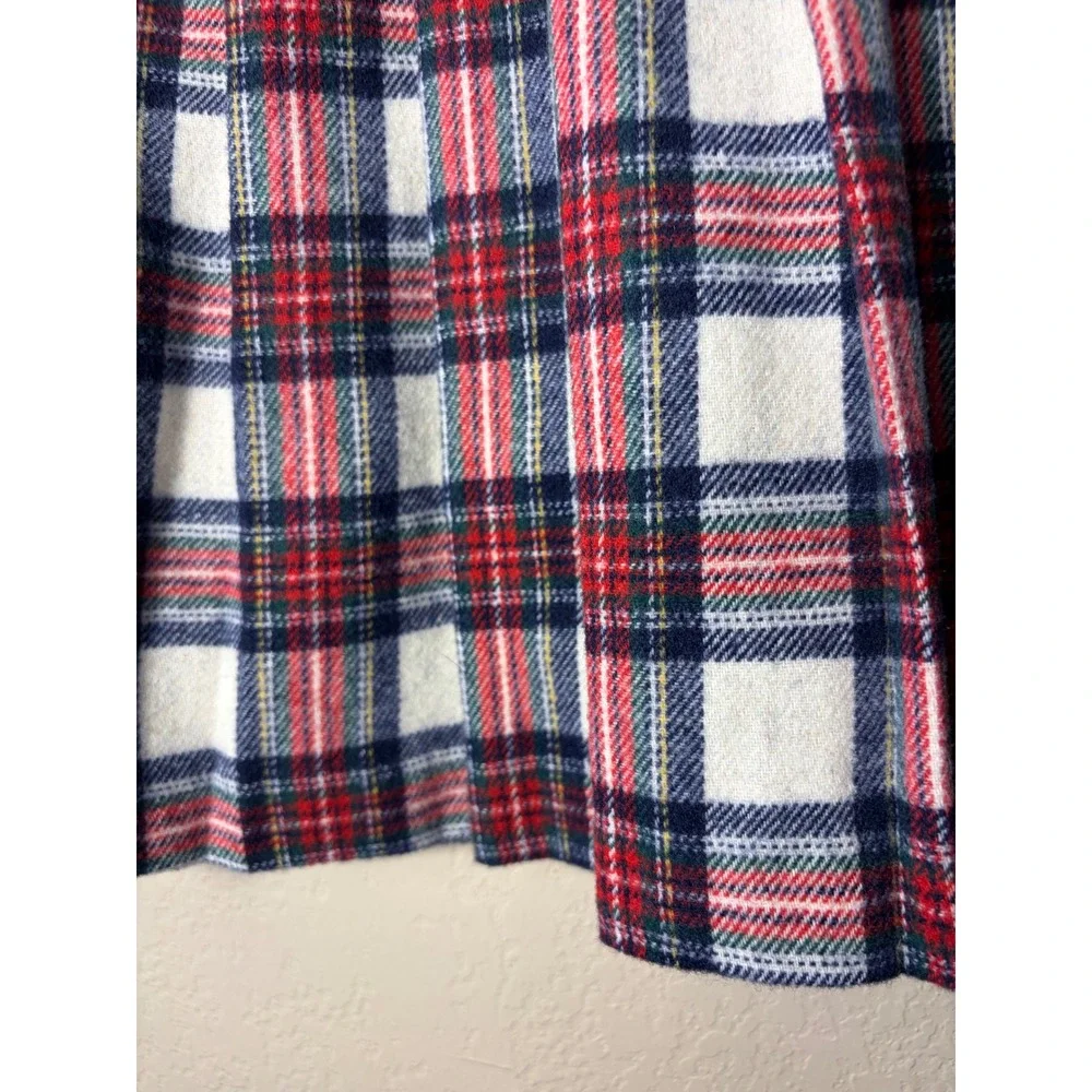 Mini Boden Girls Red White Blue Plaid Wool Blend Pleated Kilt Skirt Size 7-8Y